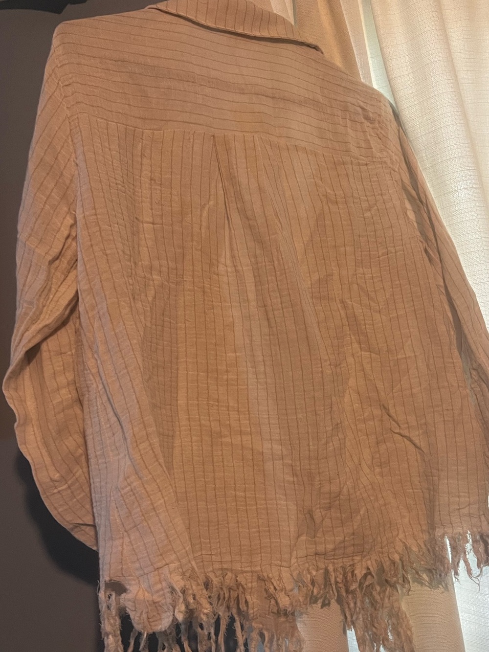 Hem & Thread Cream Fringed Open-Front Top - Picture 2 of 3